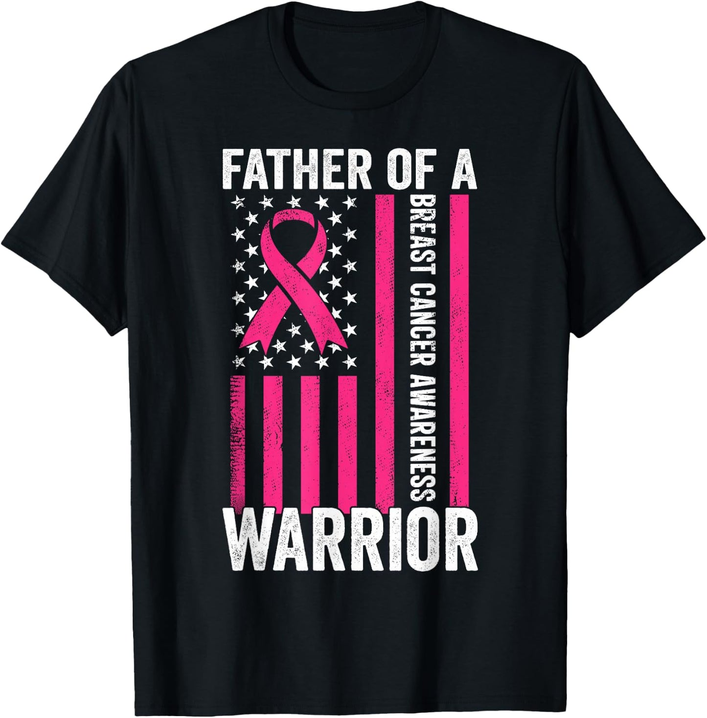 Father Of A Warrior Breast Cancer Awareness Support Squads T-Shirt - T-Shirt | Black