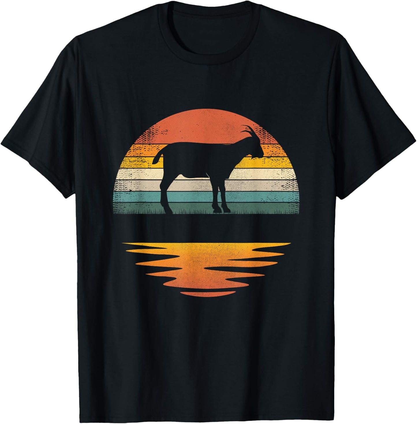 Goat Vintage Retro Sunset Goat Lover Men Women Kids T-Shirt - T-Shirt | Black
