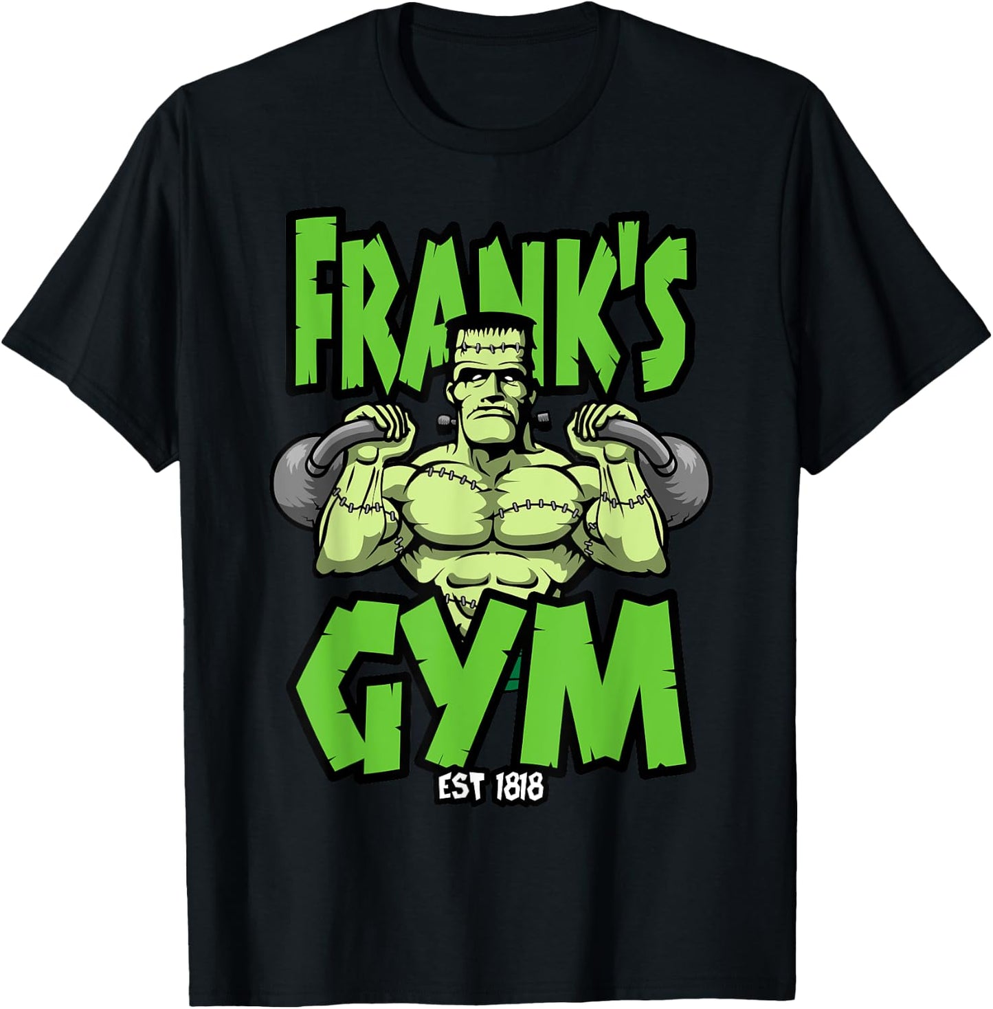Frankenstein Kettlebell Fitness Gym Halloween Workout T-Shirt - T-Shirt | Black