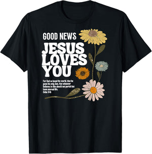 Good News Jesus Loves You T-Shirt - T-Shirt | Black