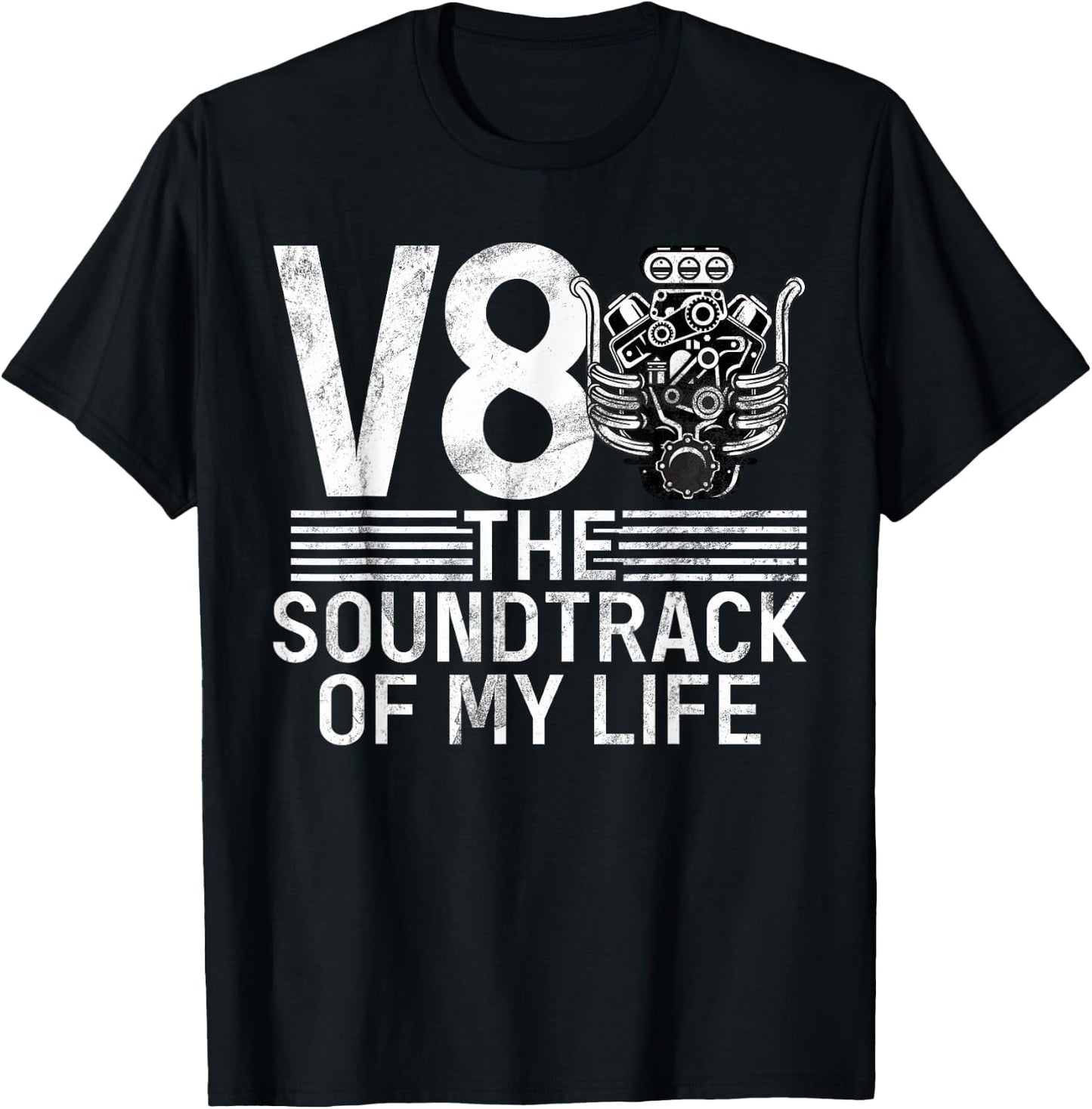 V8 the Soundtrack of my Life Muscle Car T-Shirt - T-Shirt | Black