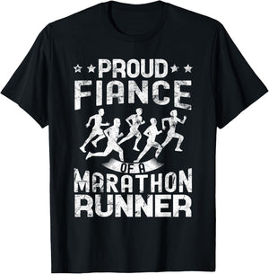 Proud Fiance of a marathon runner Fiance gifts distressed T-Shirt - T-Shirt | Black