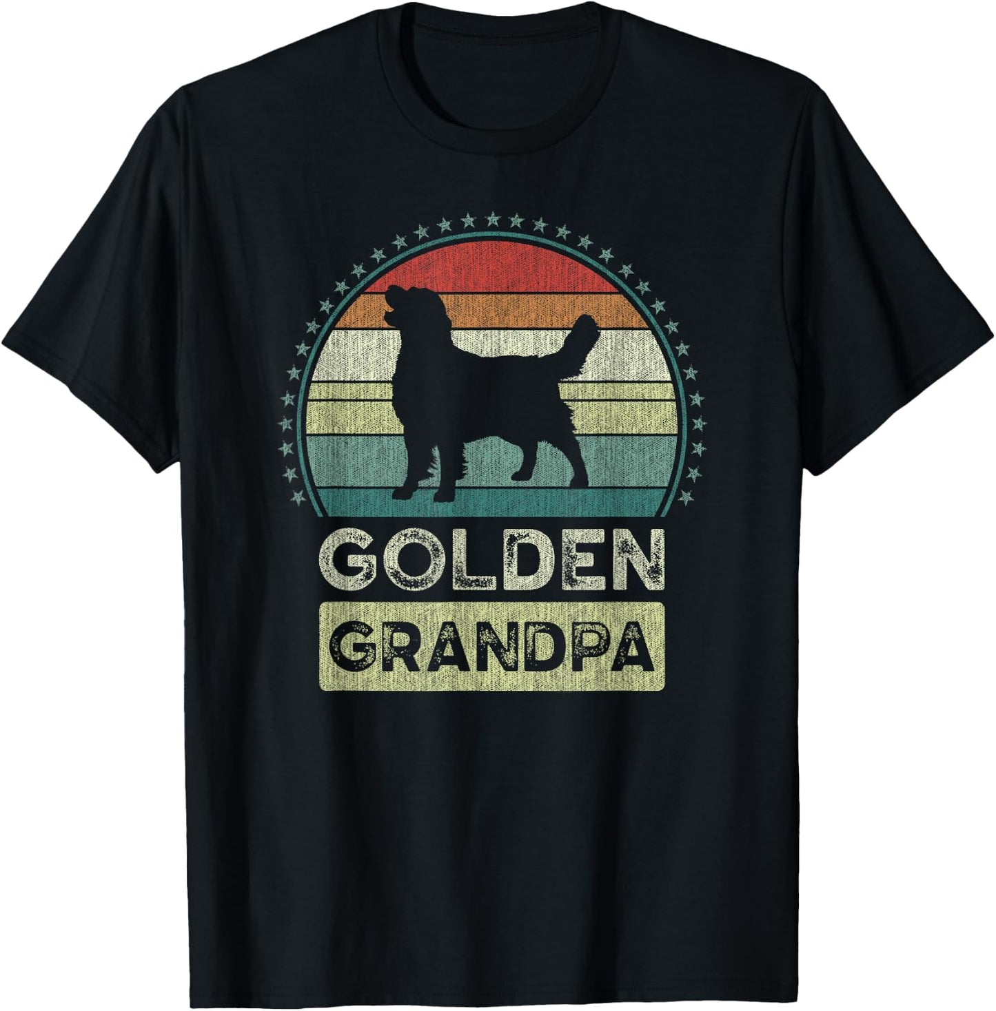 Golden Grandpa Father's Day, Golden Retriever Grandfather T-Shirt - T-Shirt | Black