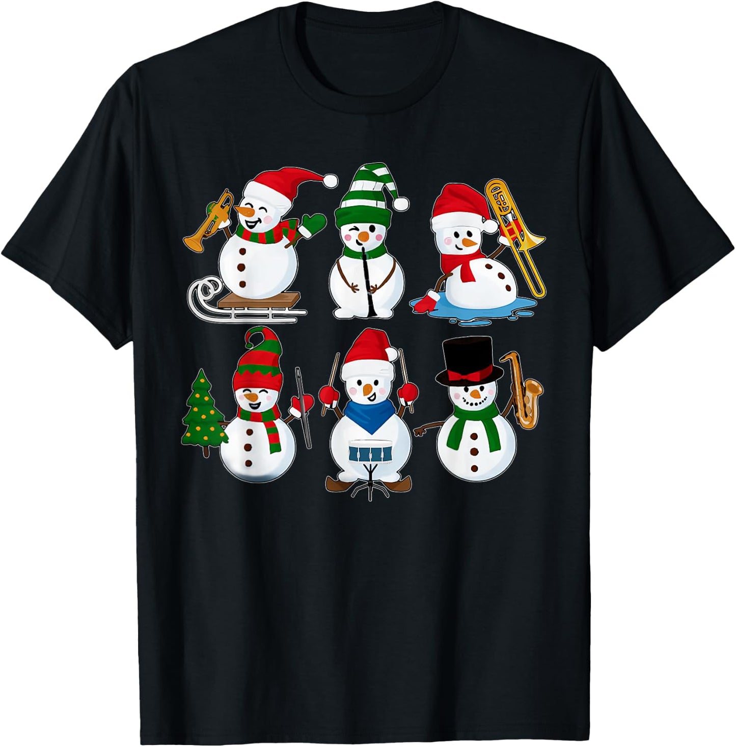 Music Snowman Band Christmas Musical Teacher T-Shirt - T-Shirt | Black