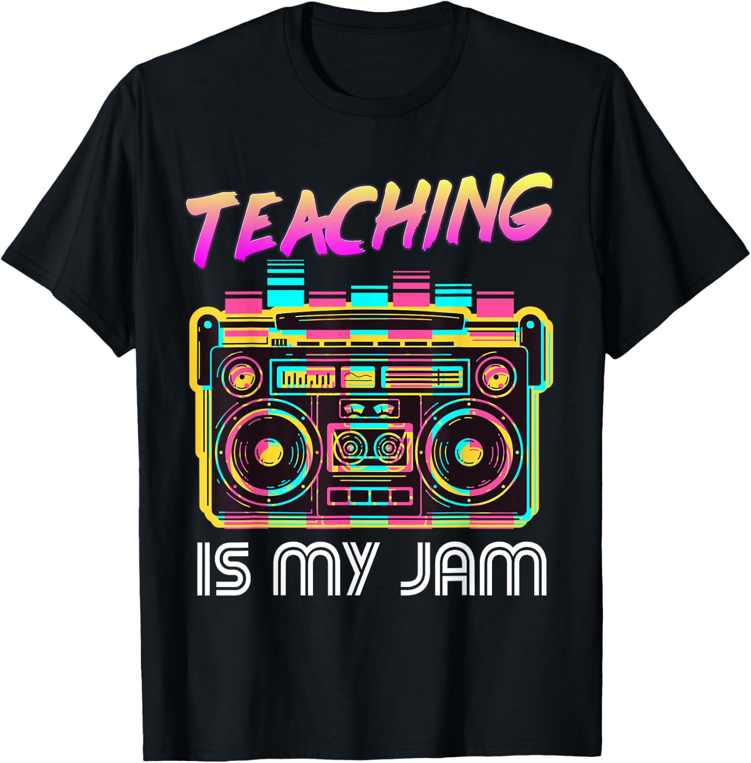 Back to School Retro Teaching is My Jam 80s Teacher Boombox T-Shirt - T-Shirt | Black
