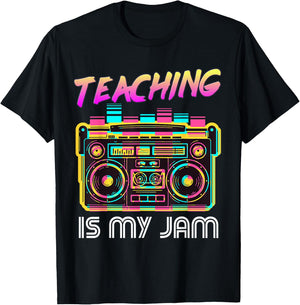 Back to School Retro Teaching is My Jam 80s Teacher Boombox T-Shirt - T-Shirt | Black