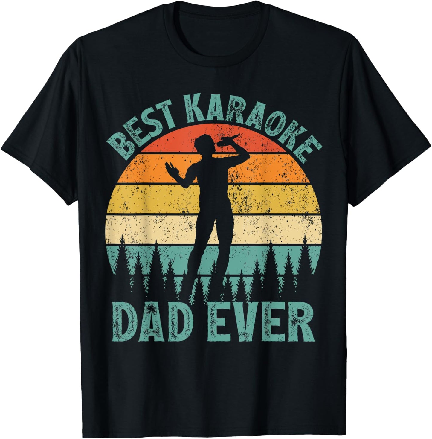 Funny Vintage Best Karaoke Dad Ever Father's Day T-Shirt - T-Shirt | Black