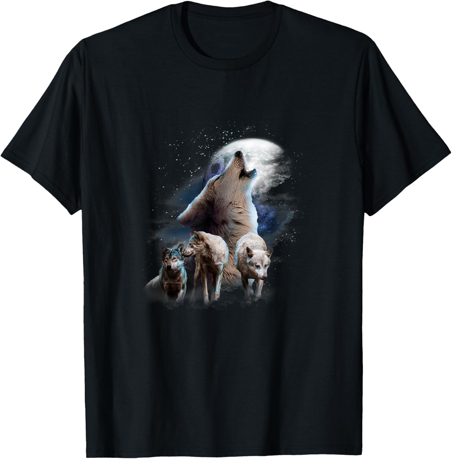 Space Wolves Cosmic Snow Wolf Howling At Moon T-Shirt - T-Shirt | Black