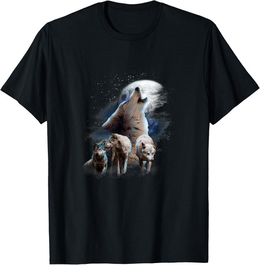 Space Wolves Cosmic Snow Wolf Howling At Moon T-Shirt - T-Shirt | Black