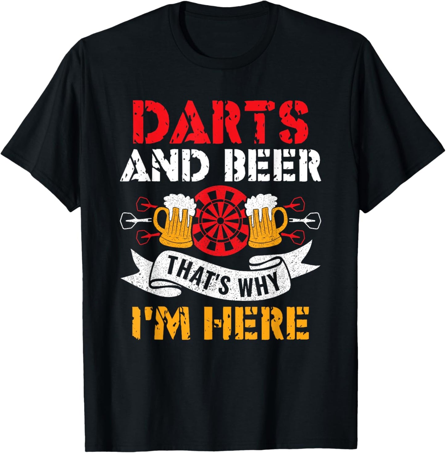 Darts und Bier Deshalb bin ich hier Funny Dart Player T-Shirt - T-Shirt | Black
