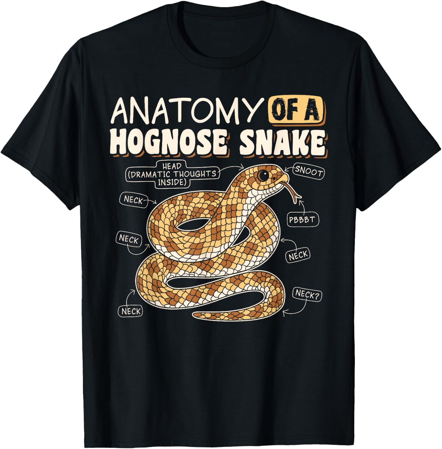Anatomy Of A Hognose Snake Reptile Lover Funny T-Shirt - T-Shirt | Black