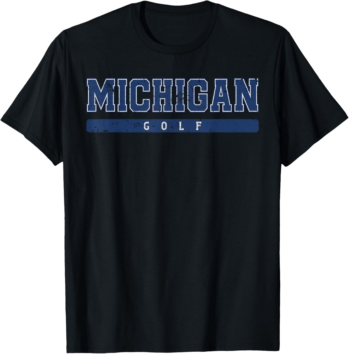 Michigan Golf Blue Vintage Text T-Shirt - T-Shirt | Black