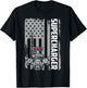 Supercharger Engine American Flag Muscle Car Racing Car Guy T-Shirt - T-Shirt | Black