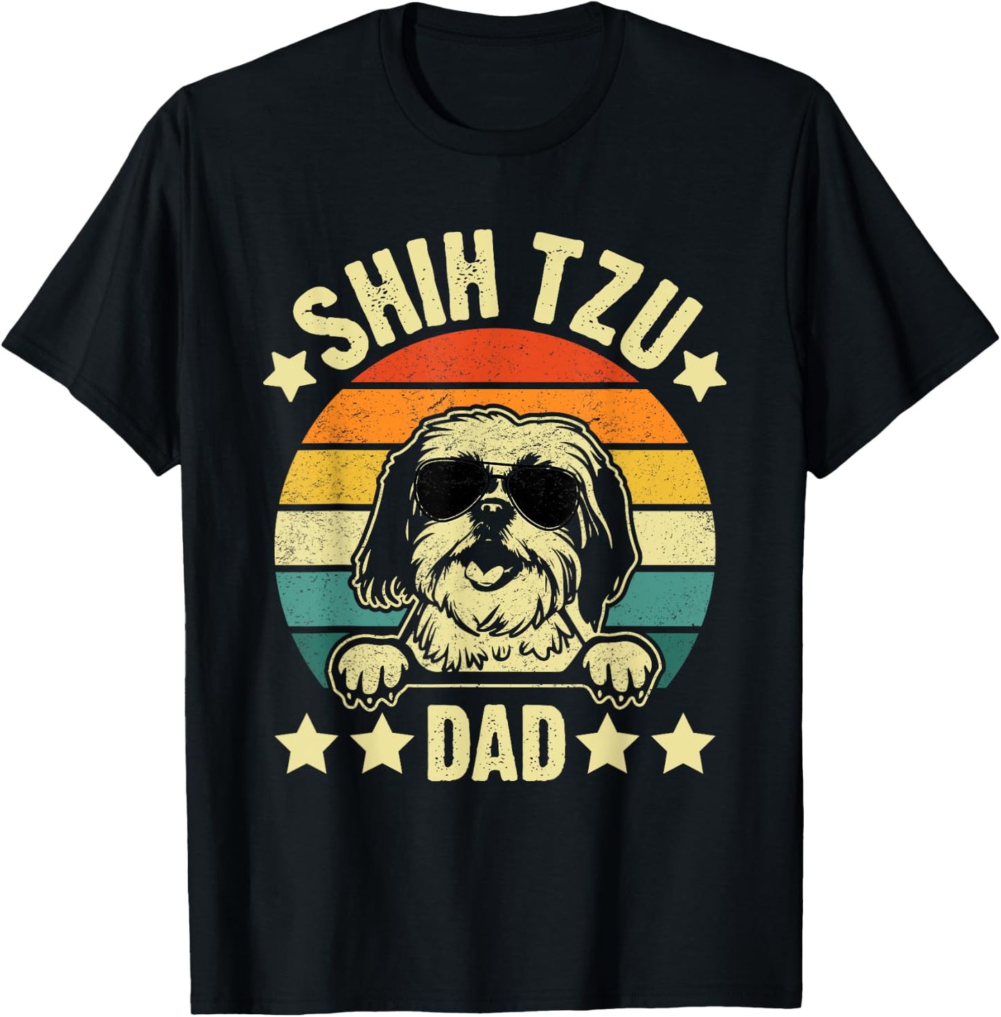 Shih Tzu Dad - Father's Day Pet Dog Breed Pet Paw Men T-Shirt - T-Shirt | Black