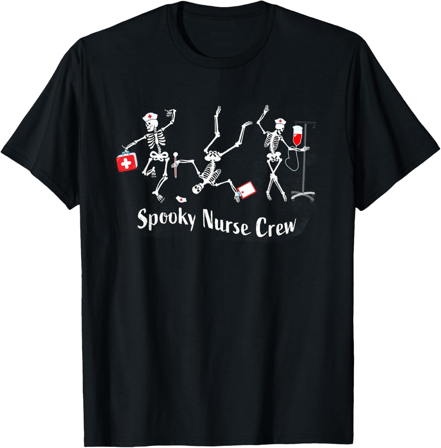 Spooky Nurse Crew Dancing Skeleton Spooky Halloween Nurse T-Shirt - T-Shirt | Black