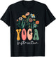 Retro Groovy floral Yoga Instructor Wildflower For T-Shirt - T-Shirt | Black