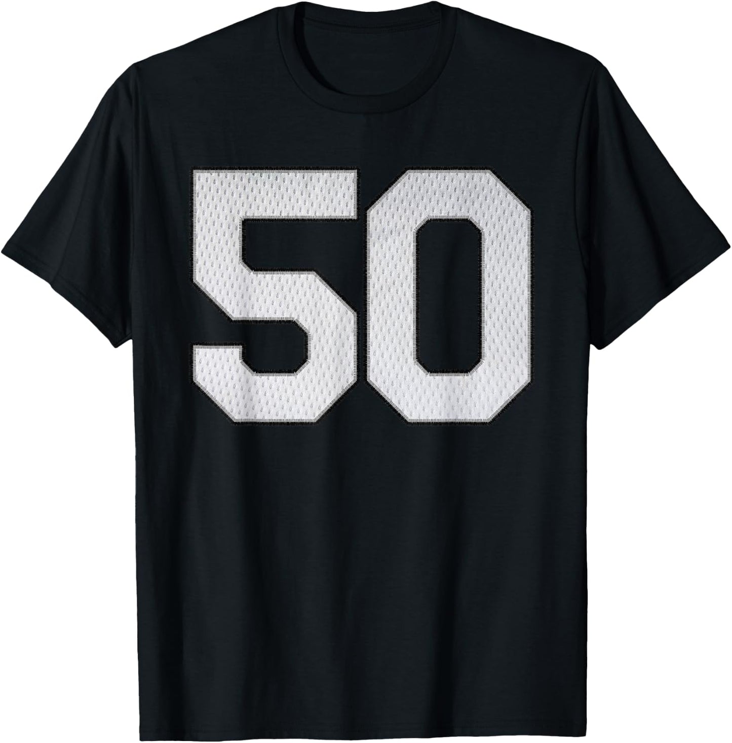White Jersey Number 50 Athlete Sports Supporter Fanwear T-Shirt - T-Shirt | Black