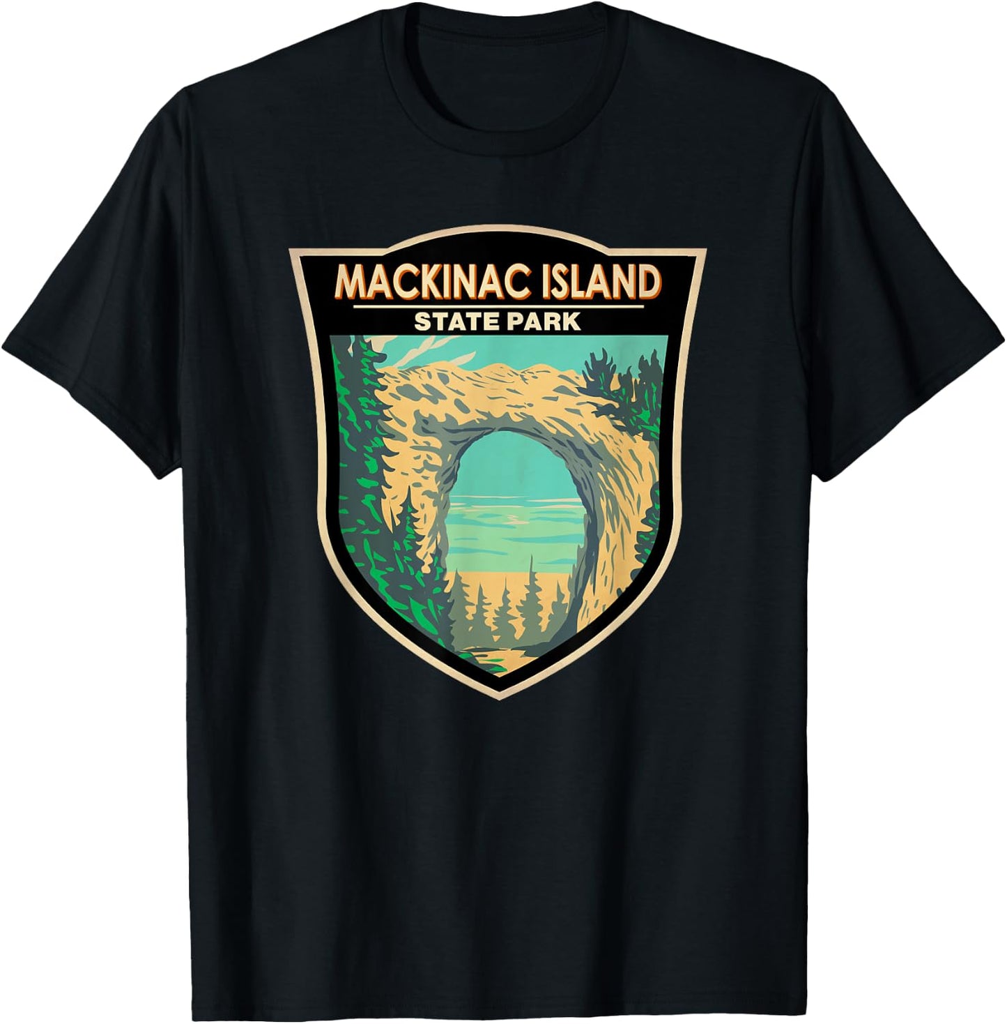 Mackinac Island State Park Michigan Arch Rock Vintage T-Shirt - T-Shirt | Black