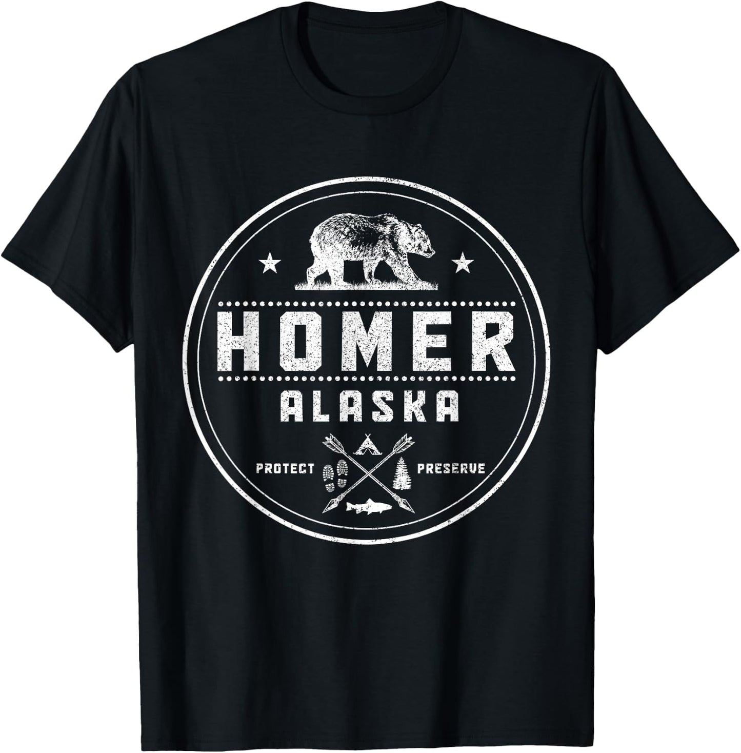Homer Alaska Vintage Bear Hiking Nature T-Shirt - T-Shirt | Black
