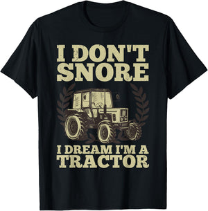Cute Tractor Dad Kids Agriculture Farmer Snore Truck T-Shirt - T-Shirt | Black