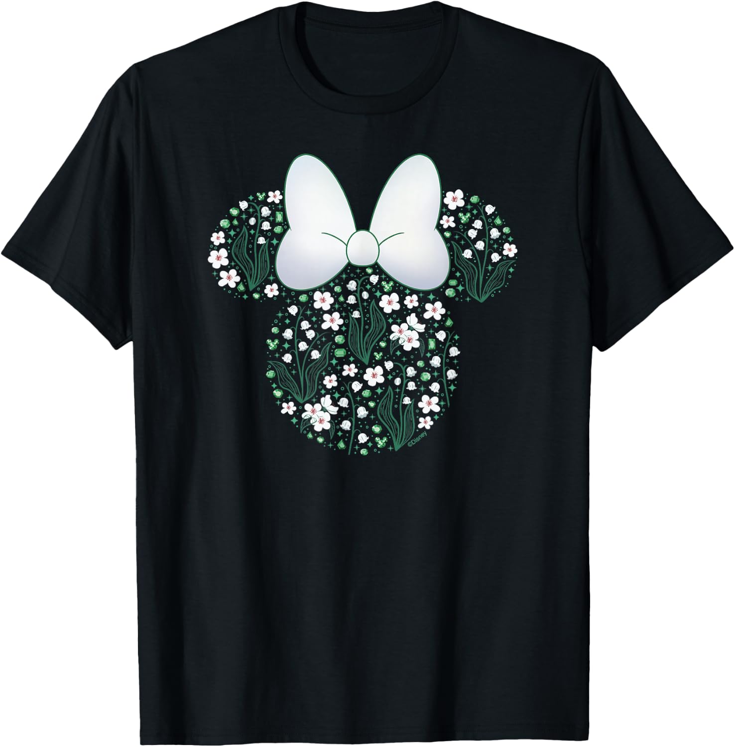 Disney Minnie Mouse May Birth Month Birthstone & Flowers T-Shirt - T-Shirt | Black