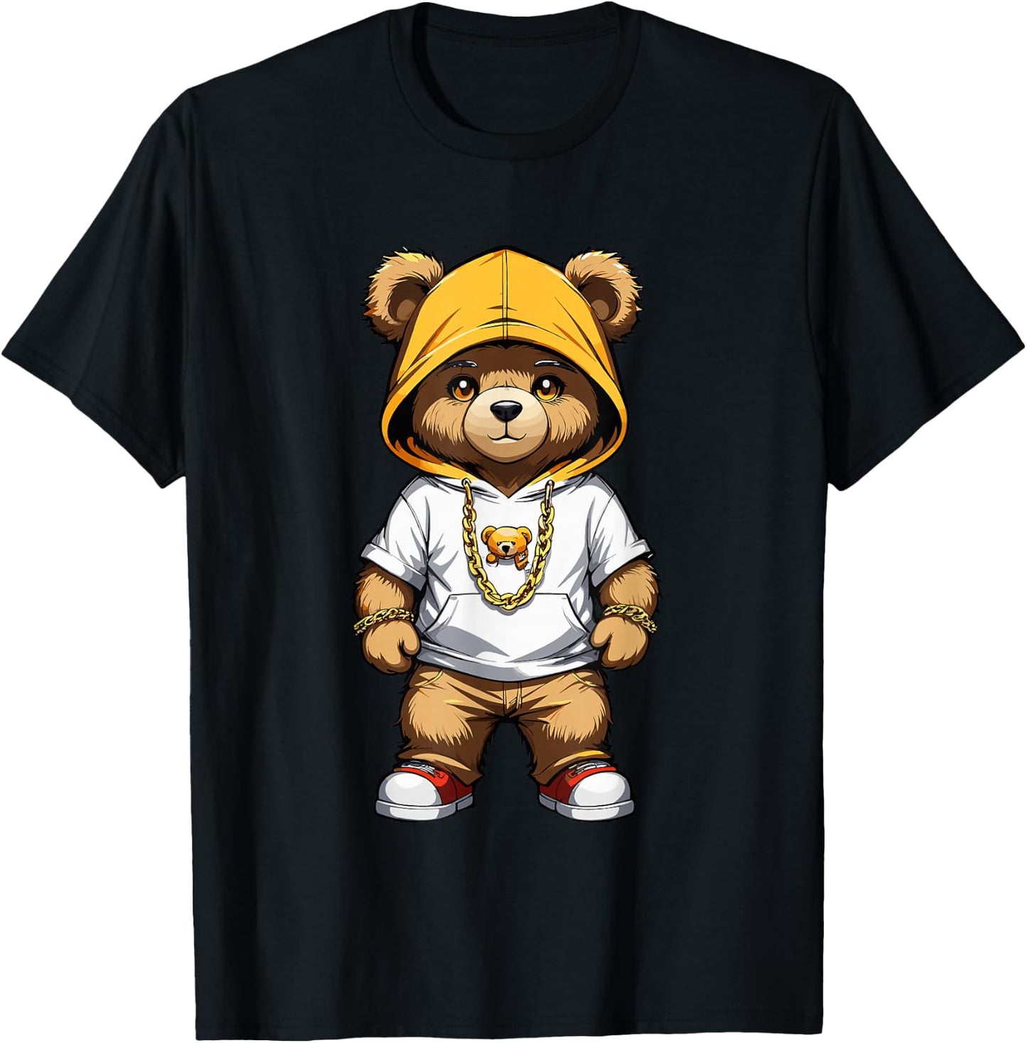 Teddy Bear Gangster in Cool Hip-Hop Outfit T-Shirt - T-Shirt | Black