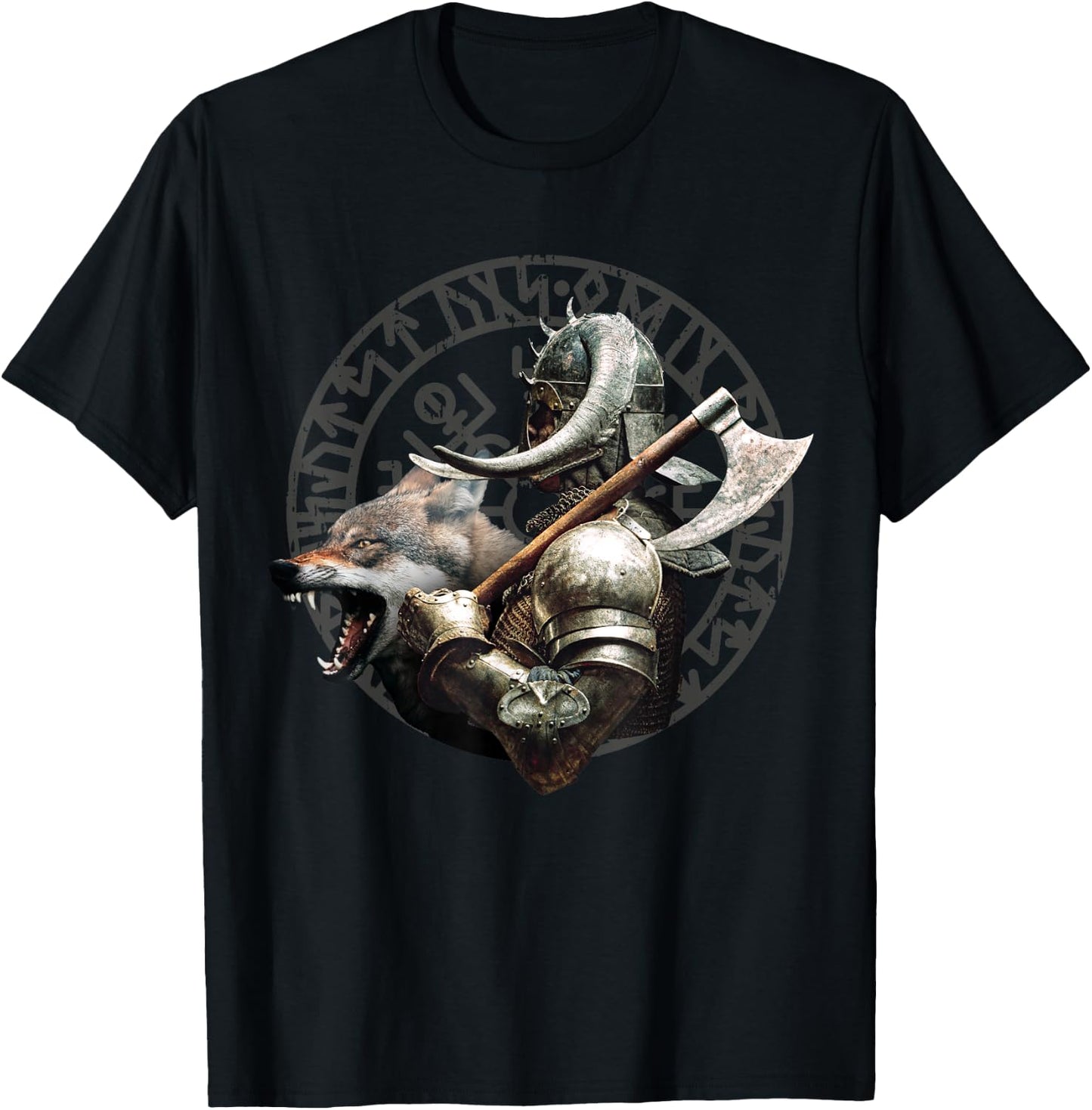 Viking Runes Nordic Celtic Wolf Lovers T-Shirt - T-Shirt | Black