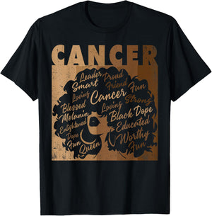 Cancer Girl African American Women Melanin Birthday T-Shirt - T-Shirt | Black