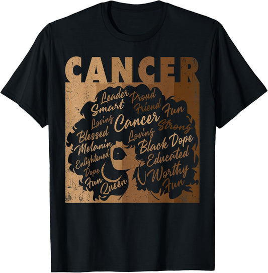 Cancer Girl African American Women Melanin Birthday T-Shirt - T-Shirt | Black