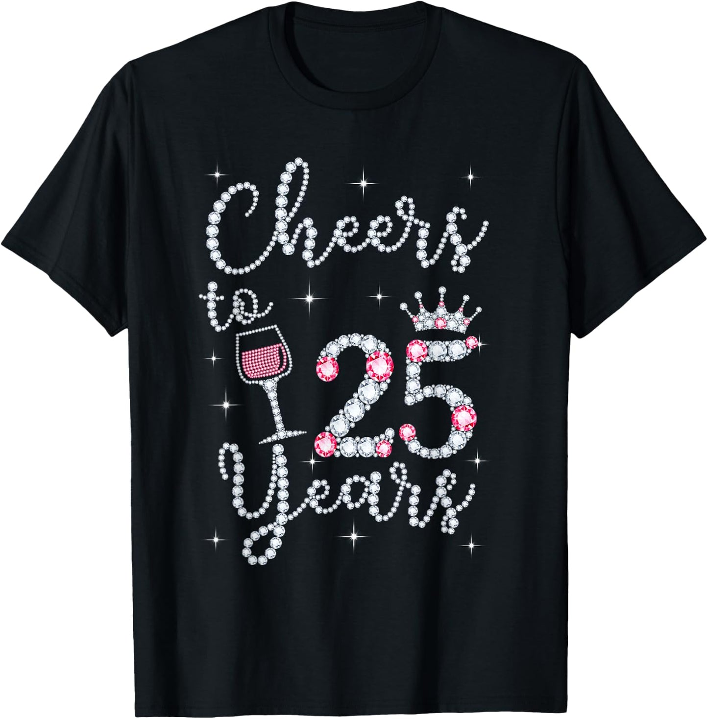 Cheers To 25 Years 1996 25Th Birthday Gift T-Shirt - T-Shirt | Black
