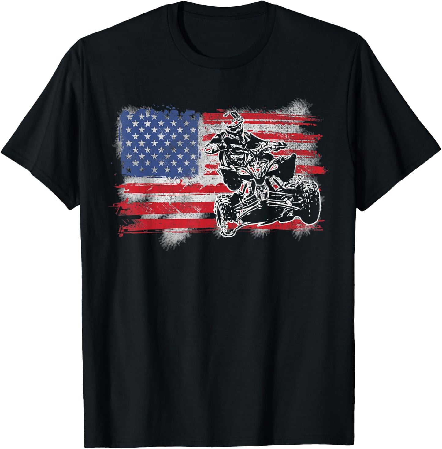 American USA Flag ATV Four Wheeler Quad Bike Brap T-Shirt - T-Shirt | Black