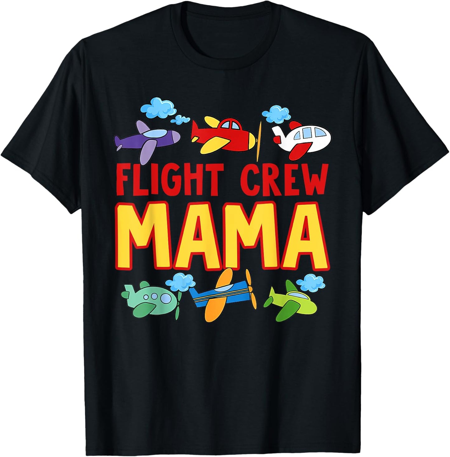 Flight Crew Mama Shirt Mom of The Birthday Boy Shirt T-Shirt - T-Shirt | Black