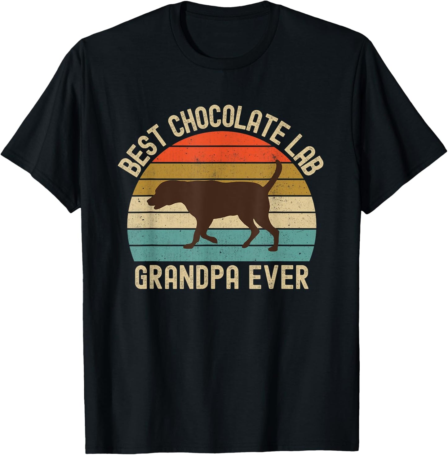 Best Chocolate Lab Grandpa Ever Labrador Retriever Vintage T-Shirt - T-Shirt | Black