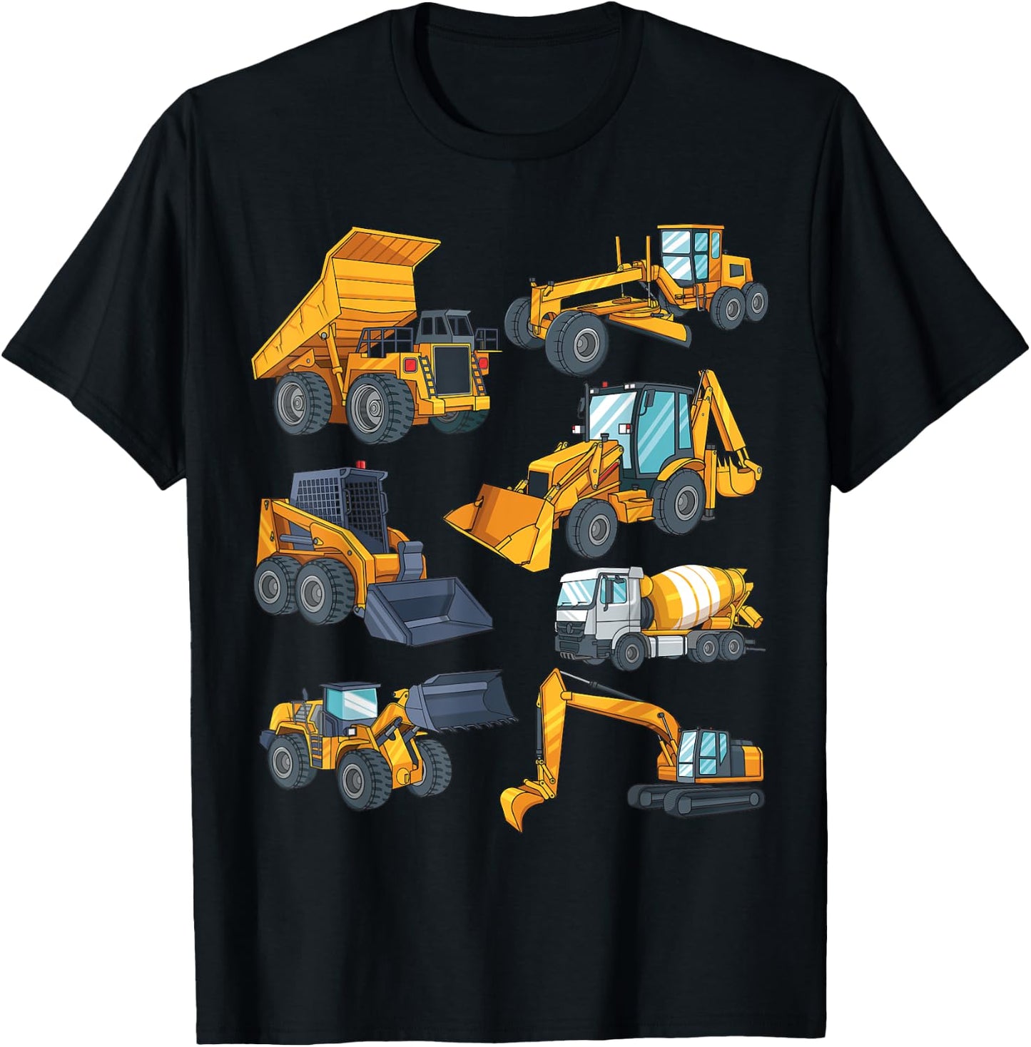 Construction Vehicles for Boys Dump Truck Bull Dozer T-Shirt - T-Shirt | Black