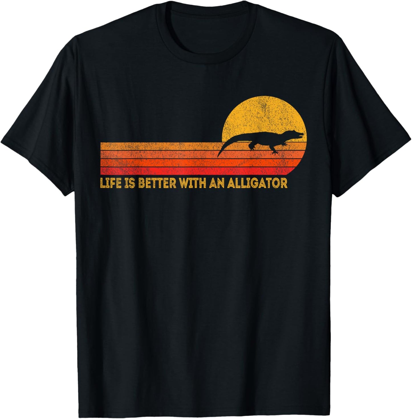 Life Is Better With An Alligator Funny Alligator Retro T-Shirt - T-Shirt | Black