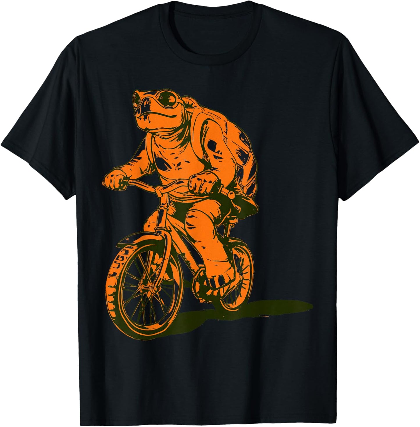 Turtle Animal Driving Bike Design Bicycle T-Shirt - T-Shirt | Black