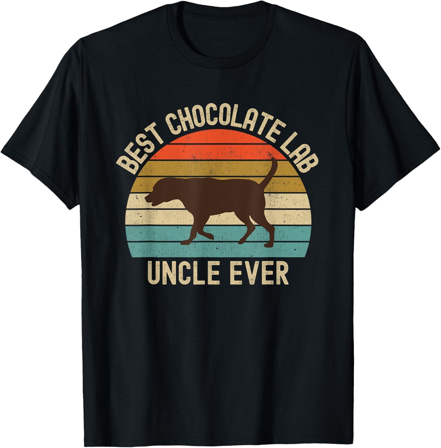 Chocolate Lab Uncle Best Ever Labrador Retriever Vintage T-Shirt - T-Shirt | Black