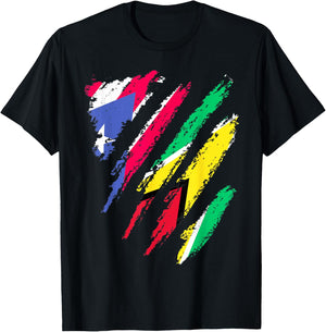 Puerto Rico Flag Guyana Grown Patriot Country Stripes T-Shirt - T-Shirt | Black