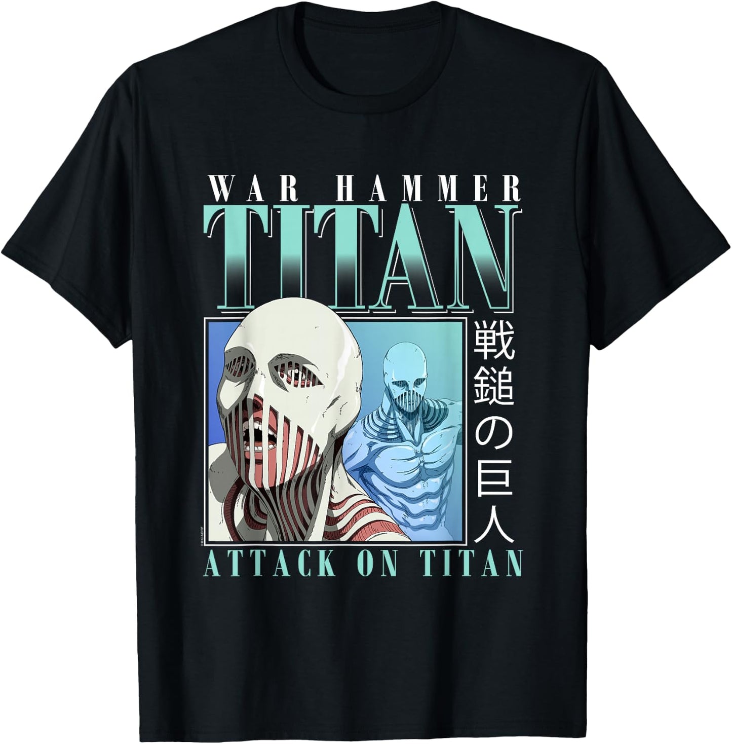 Attack on Titan Season 4 War Hammer 90's Collage Anime T-Shirt - T-Shirt | Black