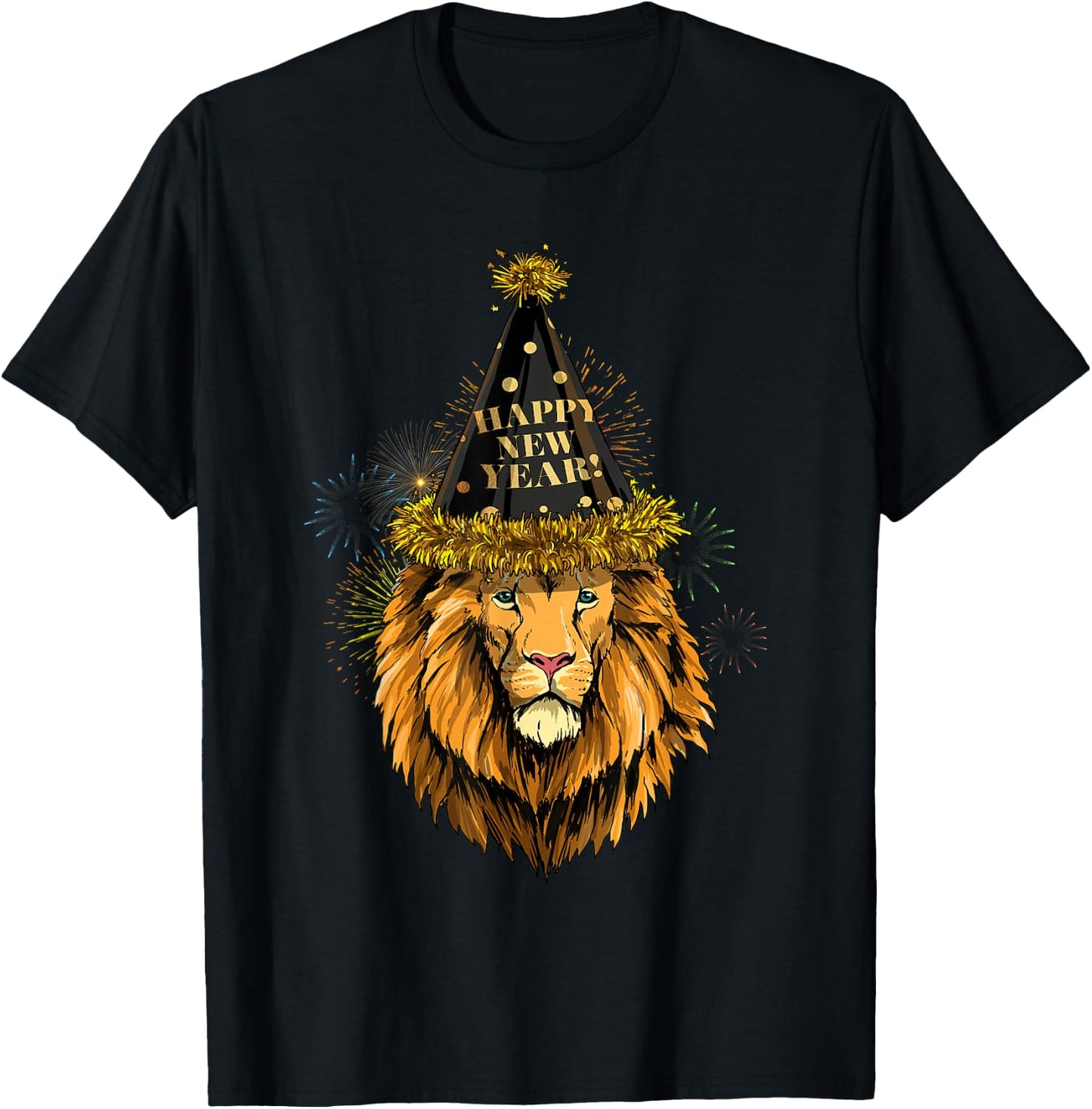 New Year Lion New Year's Eve Party Countdown Safari Wildlife T-Shirt - T-Shirt | Black