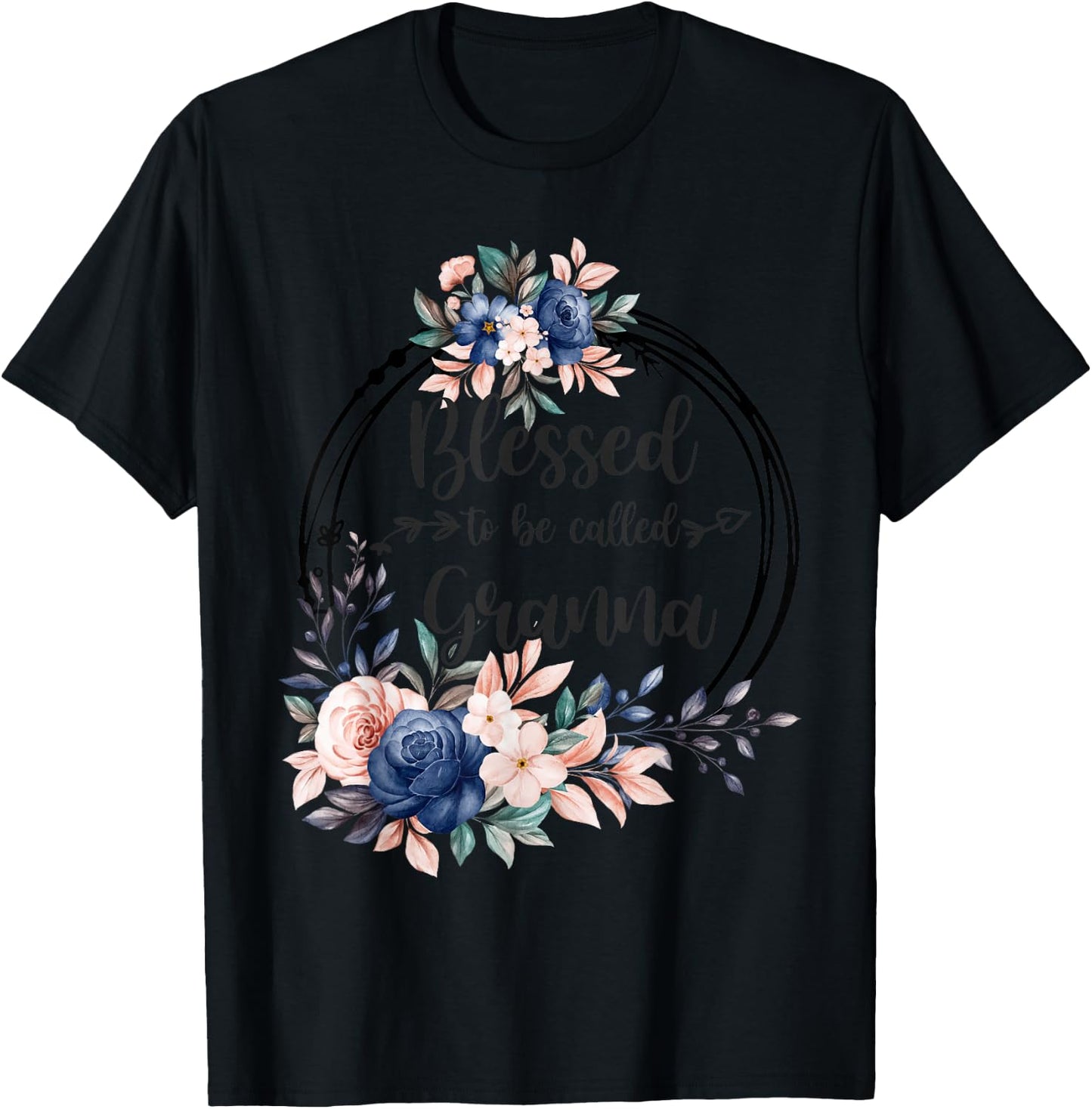 Granna Flower Blessed To Be Called Granna T-Shirt - T-Shirt | Black