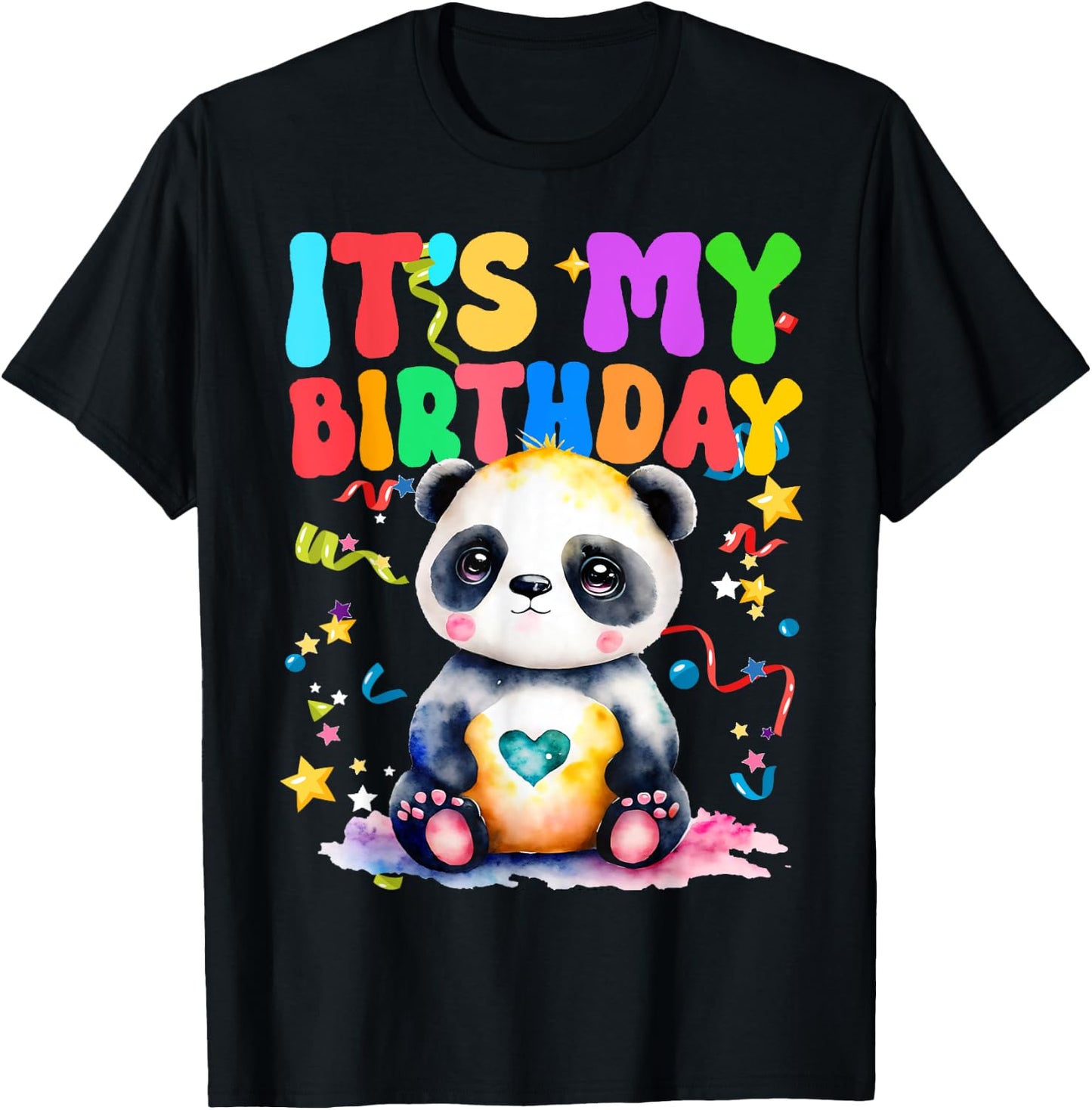 Panda Birthday For Kids It's My Birthday Panda T-Shirt - T-Shirt | Black