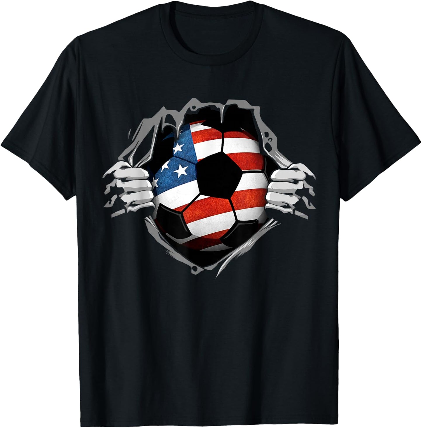 USA Soccer Ball Jersey US Support T-Shirt - T-Shirt | Black
