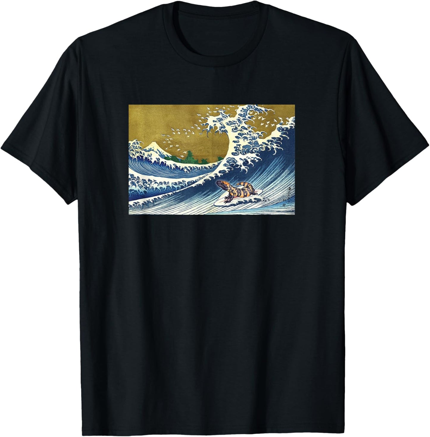 Funny Retro Vintage Surfing A Wave Gila Monster Lover T-Shirt - T-Shirt | Black
