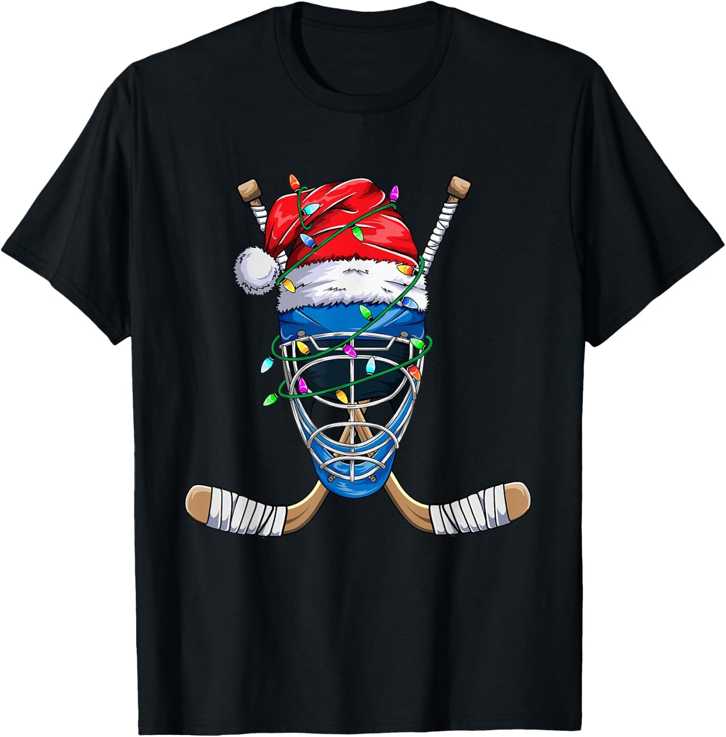 Santa Sports Design Boys Christmas Hockey Player T-Shirt - T-Shirt | Black