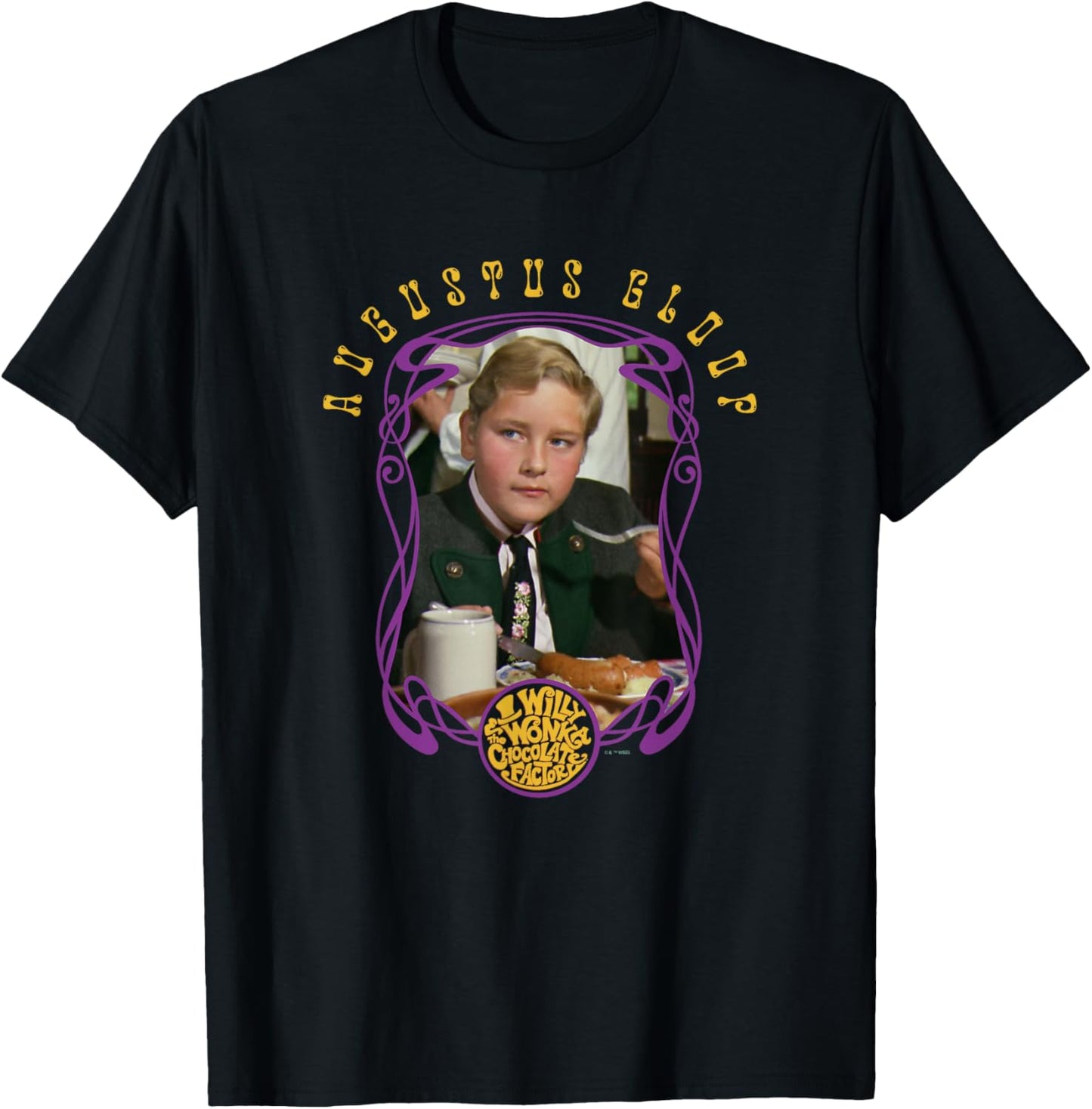 Willy Wonka & The Chocolate Factory Augustus Gloop Portrait T-Shirt - T-Shirt | Black