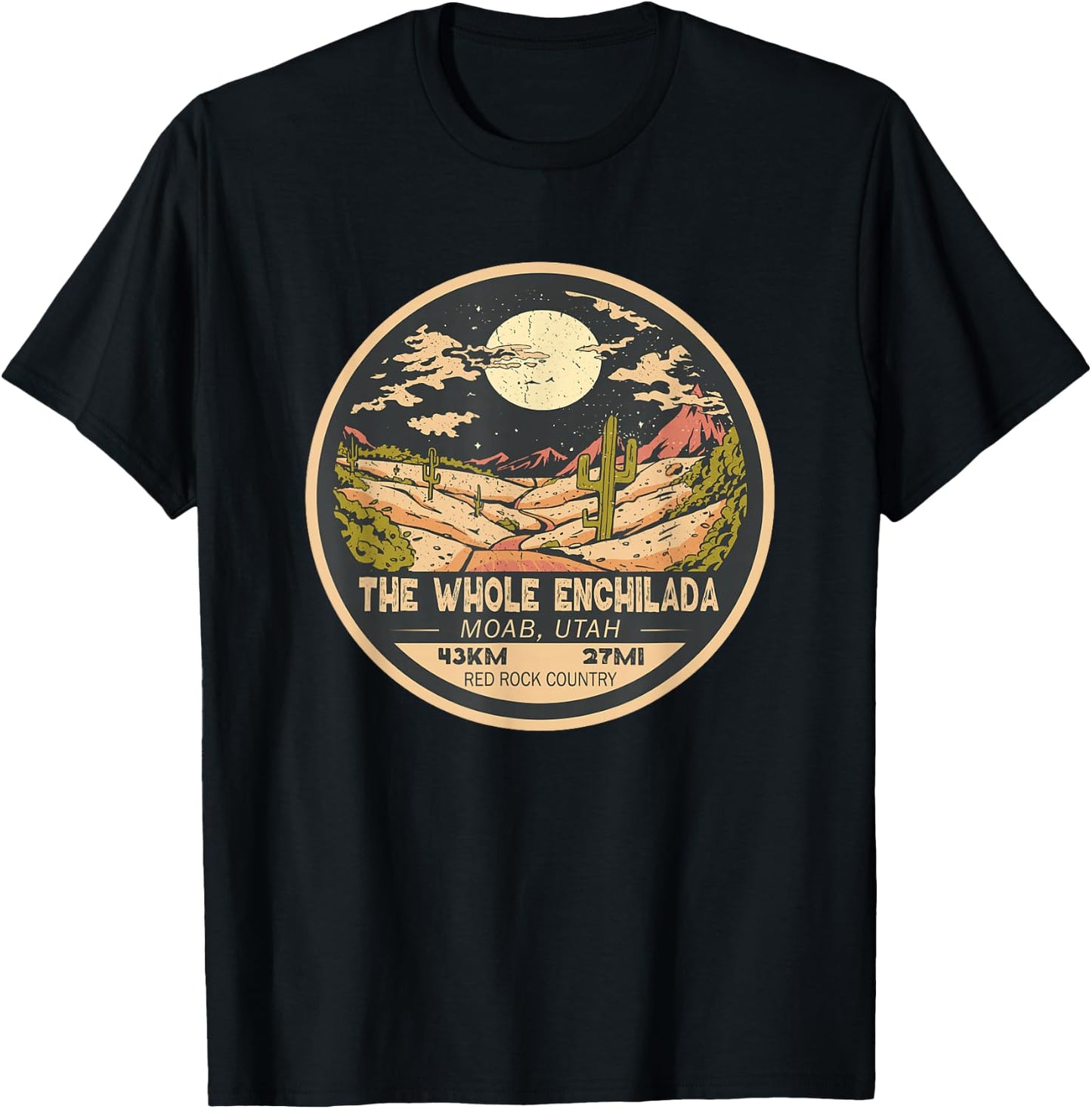 The Whole Enchilada Trail Utah Mountain Biking Emblem T-Shirt - T-Shirt | Black