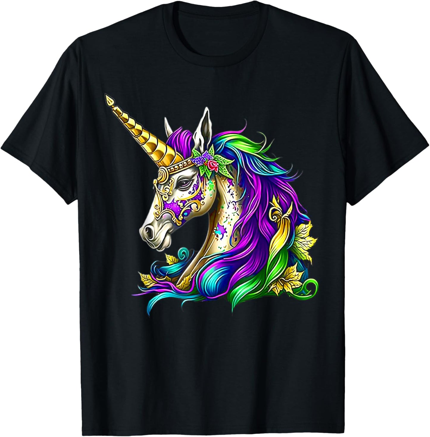 Happy Mardi Gras Unicorn Girls T-Shirt - T-Shirt | Black