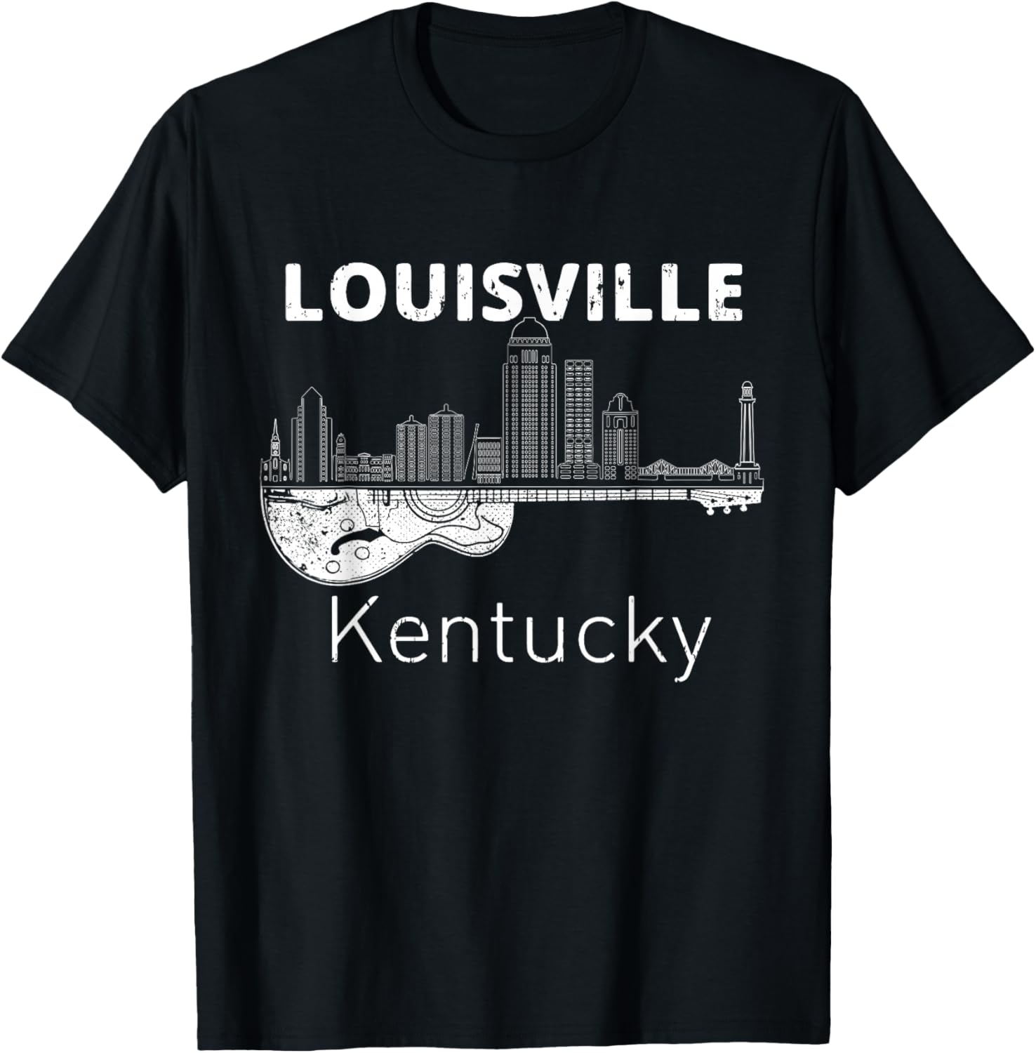 Louisville Souvenir Men Kentucky Lover Music Guitar T-Shirt - T-Shirt | Black