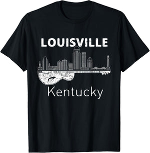 Louisville Souvenir Men Kentucky Lover Music Guitar T-Shirt - T-Shirt | Black